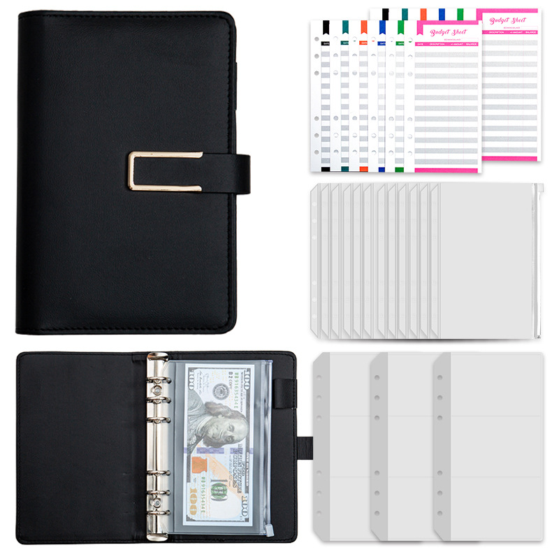 Black -A6 book + Budget card 12 + cerniera borsa 12 + slot per schede 3