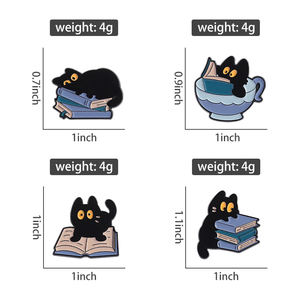 Collezione di gatti spilla smaltata da caffè tazza di pesce libri graziosi Cat Badge Punk spille gioielli a tema frutta - Product Image 6