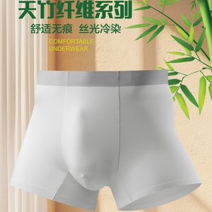 Calzoncillos bóxer sin costuras de fibra de bambú para hombre, de tiro medio, color liso, tejidos, al por mayor, en stock, ODM OEM - Product Image 4