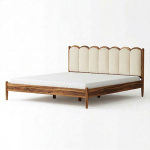 Modern Wooden <b>Bed</b> <b>Frame</b> with Padded Headboard King Size Elegant Bedroom Furniture Durable Stylish Luxury Home Decor Bedstead - Product Image 1