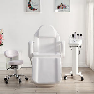 Cama de Belleza Eléctrica de 3 Motores, Ajustable y Reclinable, Mueble de Salón, Cuero Sintético Blanco, para Sala de Estar o Sótano - Product Image 4