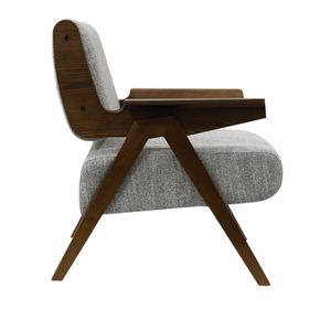 เก้าอี้หมุนผ้าสไตล์สแกนดิเนเวียนสีเทา ขาไม้ สำหรับรับประทานอาหาร เหมาะสำหรับโรงแรม ร้านอาหาร และห้องนั่งเล่น - Product Image 5