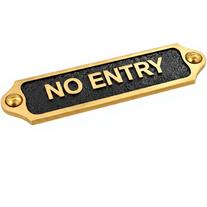 Vintage Brass No Entry Door Sign Decorative Metal Warning <b>Name</b> <b>Plate</b> Wall Mounted Restricted Access Plaque for Office Hotel - Product Image 1