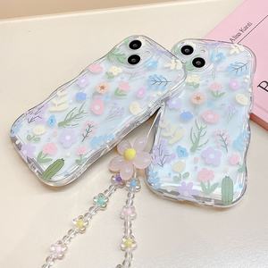 Wave Edge Lovely Fresh con correa de muñeca de flores TPU funda de teléfono móvil para <span class=keywords><strong>Iphone</strong></span> 6 7 8 X <span class=keywords><strong>Xr</strong></span> XS 11 12 13 14 15 16 Pro Max - Product Image 3