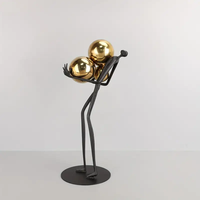 Escultura Abstracta Contemporánea y Sencilla con Bola Dorada, Decoración Metálica para el Hogar, Artesanía, Adorno para el Hogar