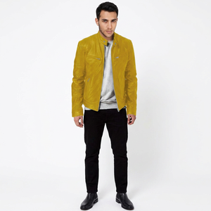 Finer Threads Men's Cow <b>Leather</b> Breathable Varsity <b>Jacket</b> Autumn Solid Color Zipper Stand Collar Vintage Hooded Casual <b>Long</b> - Product Image 1