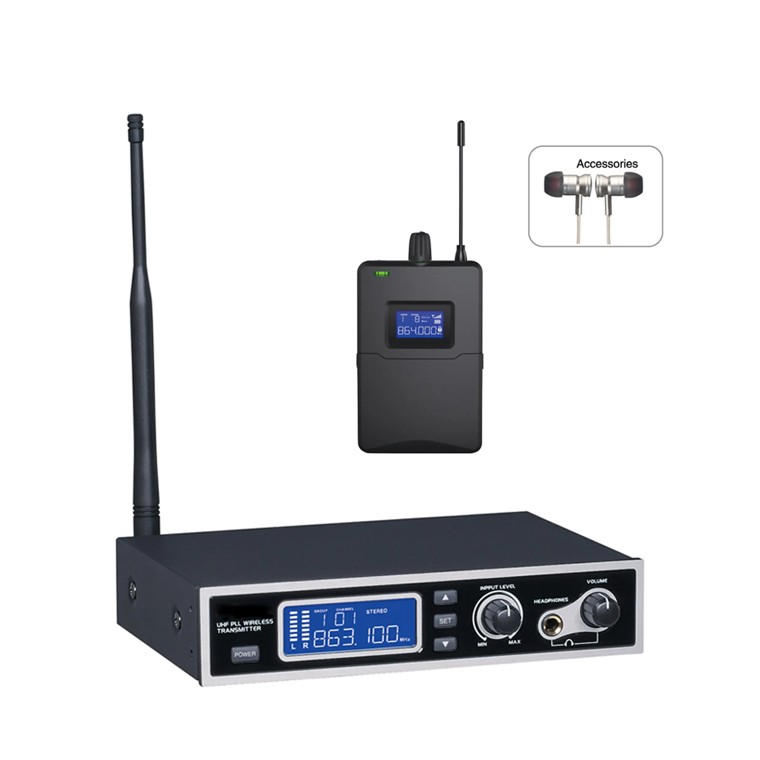 Accuracy Pro Audio UHF-M101 UHFワイヤレスマイクインイヤーモニターシステムマイク、カラオケおよびステージパフォーマンス用