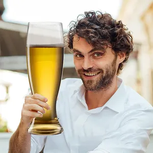 特大号网红啤酒杯大英雄玻璃容量生啤酒杯德国啤酒节专用玻璃酒杯