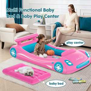 Colchón de Aire Inflable Portátil <span class=keywords><strong>2</strong></span> en 1 para Niños Pequeños, Cama Inflable para Niños con Laterales y Protectores para Dormir - Product Image 3