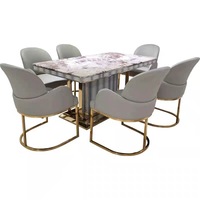 Ensemble de table à manger moderne pour 8 personnes avec 6 chaises pour les banquets de famille et les meubles de maison