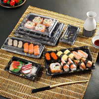 Plateau à sushi en plastique de haute qualité avec couvercle propre pour servir et stocker des assiettes et des bols en plastique durables pour sushis