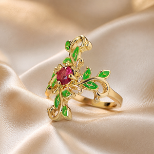Anello a forma di fiore di foglia d'uva, accessori per l'uso quotidiano dal design vintage e alla moda - Product Image 3