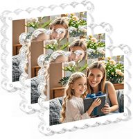 Cadre photo magnétique en acrylique 4x6 pouces, double face, transparent, sur pied pour affichage sur bureau