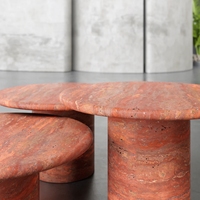 Ensemble de table basse moderne en travertin beige pour la décoration de la maison, différentes couleurs au choix
