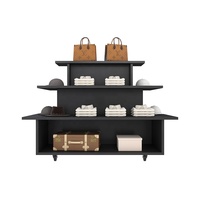 Yiree vêtements marque magasin luminaires usine premium bois 3 niveaux support supérieur portable table rotative affichage avec roues