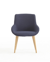 Fauteuil pivotant de détente bleu avec mousse moulée et base en bois massif pour bureau, hôtel, maison