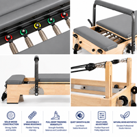Mesin Pilates Reformer Lipat Aluminium Kayu Oak Maple, Core Bed Tahan Lama dan Portabel untuk Rumah & Studio Yoga