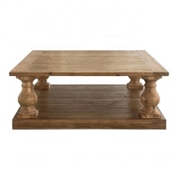 Table basse carrée en bois massif recyclé antique française HL290-120 Hoolnn pour le salon