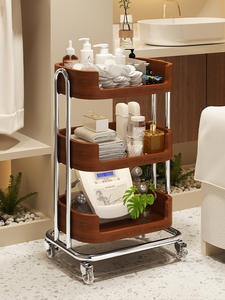 Chariot de rangement vintage sur pied en <span class=keywords><strong>bois</strong></span> pour salon de beauté, à plusieurs niveaux, pour produits de soin de la peau, ongles et cheveux - Product Image 6