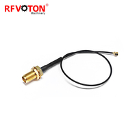 Suministro de fábrica SMA Jack Bulkhead a UFL MHV hembra ángulo recto 1,13mm MONTAJE DE Cable de puente Pigtail en Stock ROHS 15cm