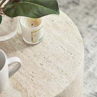 Table d'appoint esthétique en pierre de travertin Table d'appoint en magnésie Table de chevet pour balcon de patio