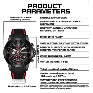 Reloj de Cuarzo Sanda 5503 de Moda para Hombre, Cronógrafo Deportivo Impermeable para Exteriores - Product Image 3