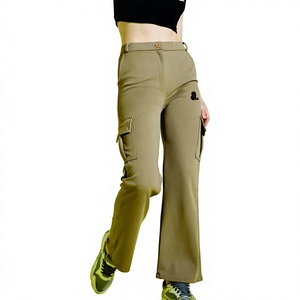 Top Trending Product Workout Clothing <b>Women</b> Cargo Pants for Sale <b>Women</b> Stretchable Solid Color Streetwear Cargo Pants - Product Image 1
