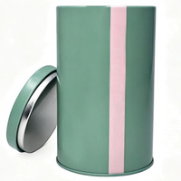 Boîte à thé cylindrique de qualité alimentaire, boîte de rangement à thé ronde en métal vide avec double couvercle, impression de logo personnalisée disponible