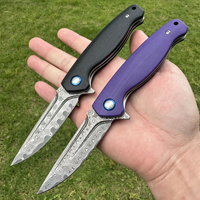Couteau pliant de poche en acier Damas VG10 de qualité supérieure, manche G10, couteau pliant portable pour le camping en plein air, EDC, survie