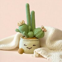 Kit de Crochet DIY Cactus Fait Main avec Pot à Visage Mignon - Ensemble de Bricolage Plante Succulente - Décoration Unique pour la Maison - Cadeau pour les Amateurs de Plantes