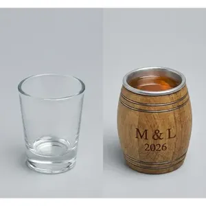 Vasos de chupito de madera The Barrel House, 3 oz, interior de aluminio, forma única, paquete de 10, estilo vintage para fiestas de cócteles - Product Image 6