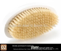 Brosse à barbe et peigne Abeis en PU blanc avec manche incurvé en bois de hêtre et poils de sanglier – Outil de coiffage pour homme ABS-BB16 Dongguan