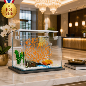 Acuario Rectangular Ecológico de Vidrio HD Curvado en Caliente, <span class=keywords><strong>Precio</strong></span> de Fábrica, para Peces Dorados, Bettas, <span class=keywords><strong>Guppys</strong></span>, Tortugas, para Escritorio o Sala de Estar - Product Image 1