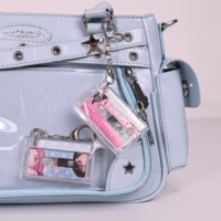 Pendentif personnalisé créatif en forme de cassette rétro, porte-clés en forme de cassette musicale, porte-clés à suspendre