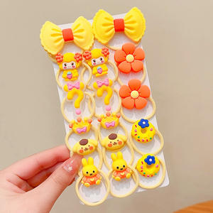 थोक 16 पीसी बच्चों के बाल सहायक कपड़े पहने हुए छोटे लड़कियों के हेयरपिन कार्टून रंगीन पशु सूरजमुखी बच्चों लोचदार हेयरबैंड - Product Image 5