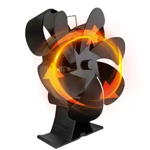 Heat Powered Wood Stove Fan Cartoon Mouse Shaped Silent Operation Circulating Warm Air 6-Blade Fireplace Fan with Bracket Perfec