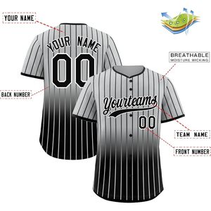 Maillot de baseball personnalisé à rayures dégradées, uniforme unisexe, évacuation de l'humidité, impression par sublimation - Product Image 2