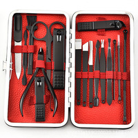 Kit complet d'outils de manucure multifonctionnels en acier inoxydable Coupe-ongles martensitique en or rose Pince à cuticules en cuir