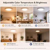 Plafonnier LED avec détecteur de mouvement, contrôle par interrupteur, trois températures de couleur, IP65, design européen, alimentation Type-C/Batterie/USB