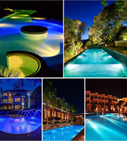 Projecteurs LED de piscine submersibles RGB à télécommande, étanches IP68, AC/DC12V 42W, en résine ABS