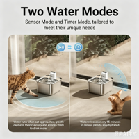 Fontaine à eau intelligente sans fil pour chat, 2,5 L/84 oz, en acier inoxydable et plastique, écologique, durable, portable, encourage la boisson, OEM/ODM