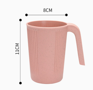 Tazza da Caffè in Fibra di Grano Eco-Friendly con Manico, Bicchiere per Acqua a Righe, Articoli per Bere in Plastica per la Casa, Paglia di Grano - Product Image 4