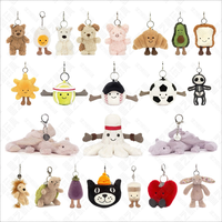 Porte-clés en peluche JC, pendentif, animaux et personnages alimentaires assortis, en coton PP doux, 9-11 cm, pour fête
