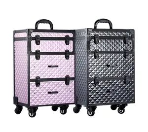 Professionele Beauty 4 Wielen Rolling Nail Make-Up Artist Storage Case