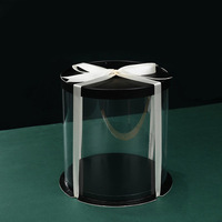 Boîte à Gâteau Recyclable en PET Transparent avec Motif Cylindrique Haut, Couche Transparente pour Exposition Anti-Poussière, Rangement de Fleurs, Cadeaux, Aliments