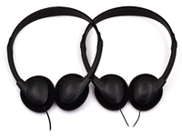Casque supra-auriculaire à prise 3.5mm en gros Casque filaire jetable pour avion Casque d'ordinateur noir