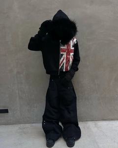 Sweat-shirts à capuche pour hommes en molleton français 100% coton 500GSM de Guangzhou Charming Custom, lourds, délavés, ourlet brut, impression sérigraphique, fermeture éclair - Product Image 3