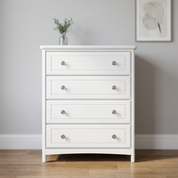 Commode de rangement spacieuse et durable de conception européenne à 4 tiroirs avec poignées pour appartement et salon