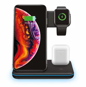 for 2022 hot sale wireless charger 3 in 1 airpods samsung a watch 3 in 1 wireless charger charging dock