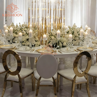 Luxuriöser Goldener Edelstahlrahmen Moderner Runder Weißer MDF-Tisch für Hochzeiten und Veranstaltungen
